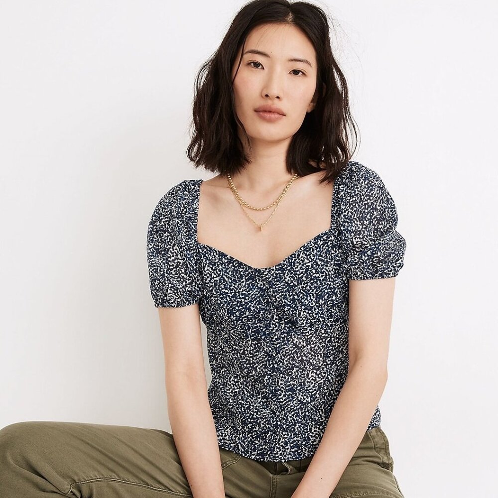 Madewell Sweetheart Top in Bengali Blockprint